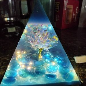 Blue and Gold Pyramid Lamp